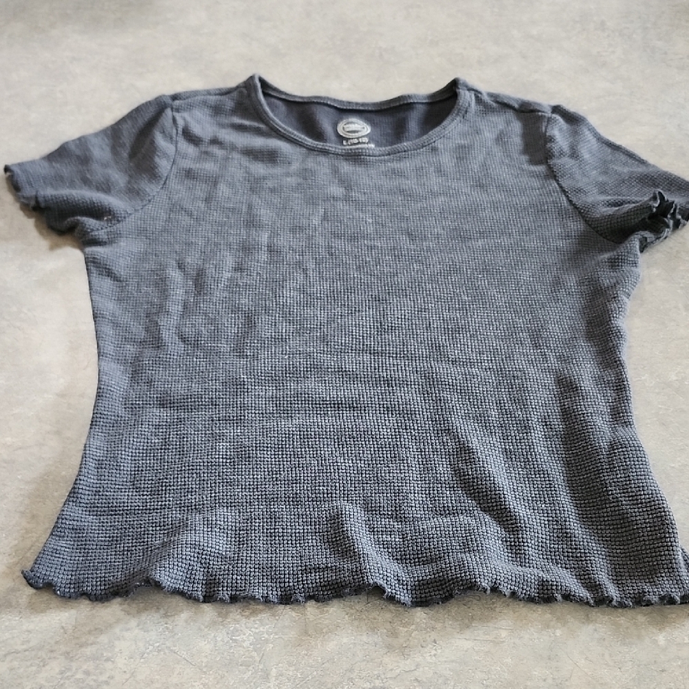 Gray Textured Short Sleeve Top